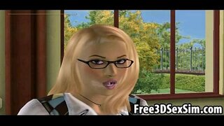 Гарачая 3D школьніца ліжа тугую шапіках чорныя красуні